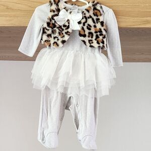 NWT Baby Starters Leopard Luxe Ballet Onesie/Footie